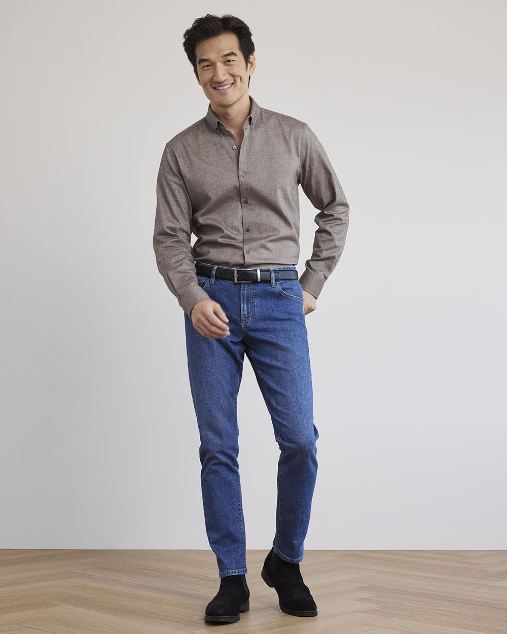 Solid Long-Sleeve Cotton Oxford Shirt