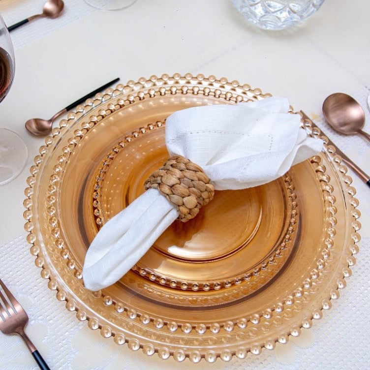 Pearl Collection Amber Crystal Charger Plate 32cm Set of 2