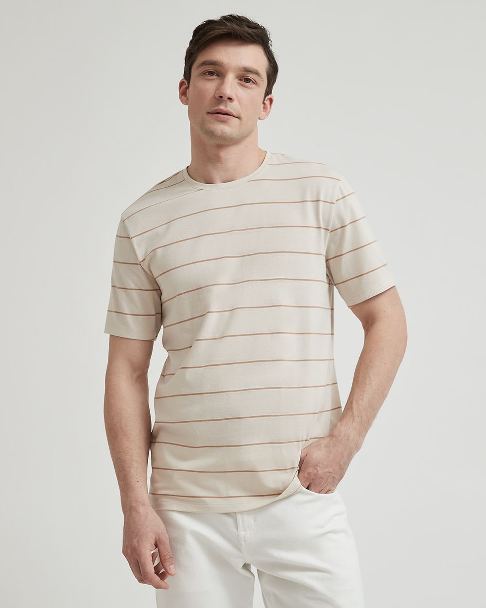Short-Sleeve Crew-Neck Striped Tee
