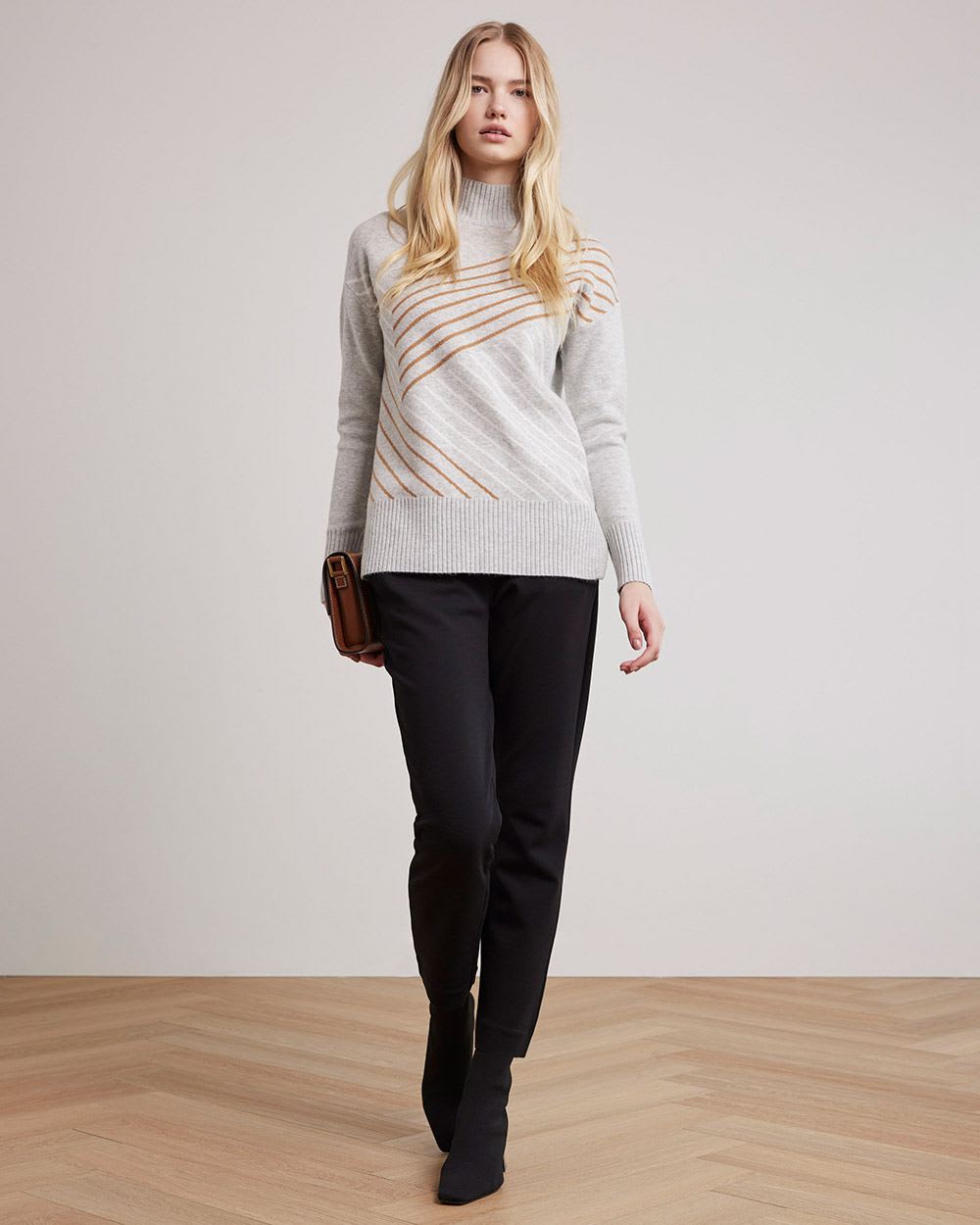 Relaxed-Fit Long-Sleeve Mock-Neck Sweater