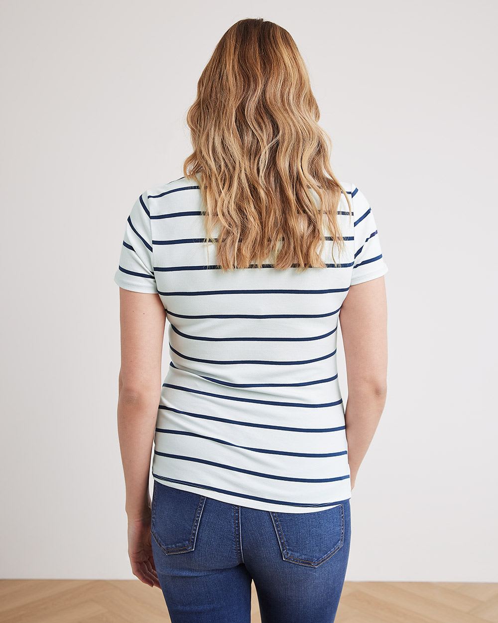 Organic Cotton Crew-Neck T-Shirt with Stripes - Thyme Maternity