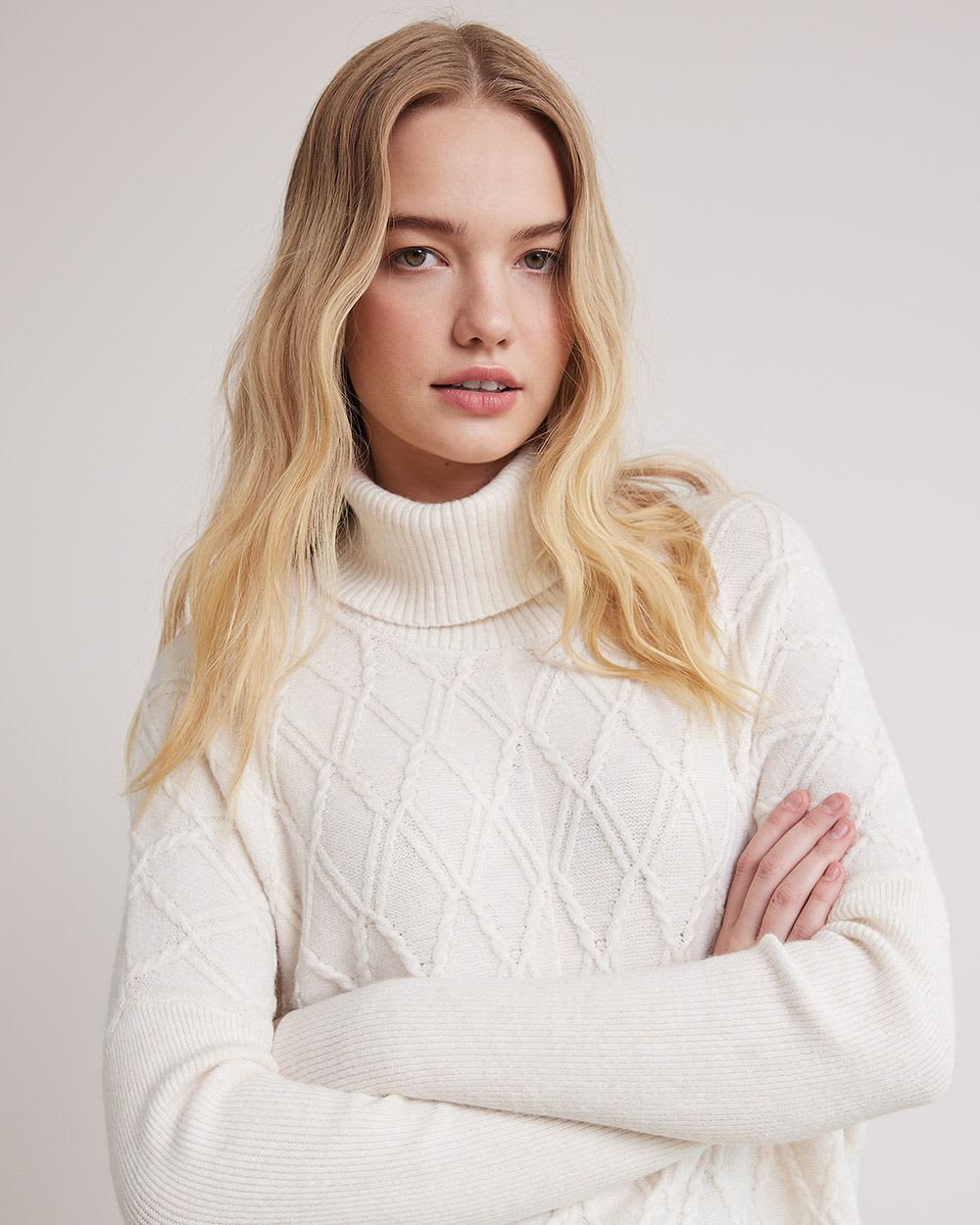 Oversized Long-Sleeve Turtleneck Tunic