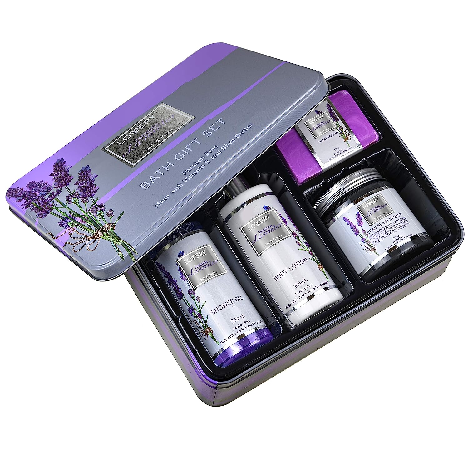 Lovery Jasmine Lavender Bath & Body Gift - Spa With Dead Sea Mud Mask