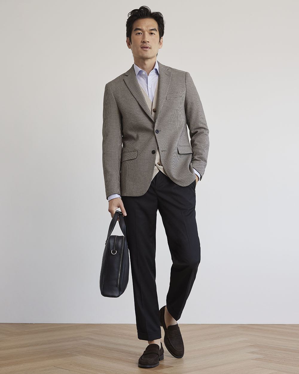 Slim Brushed Houndstooth Blazer