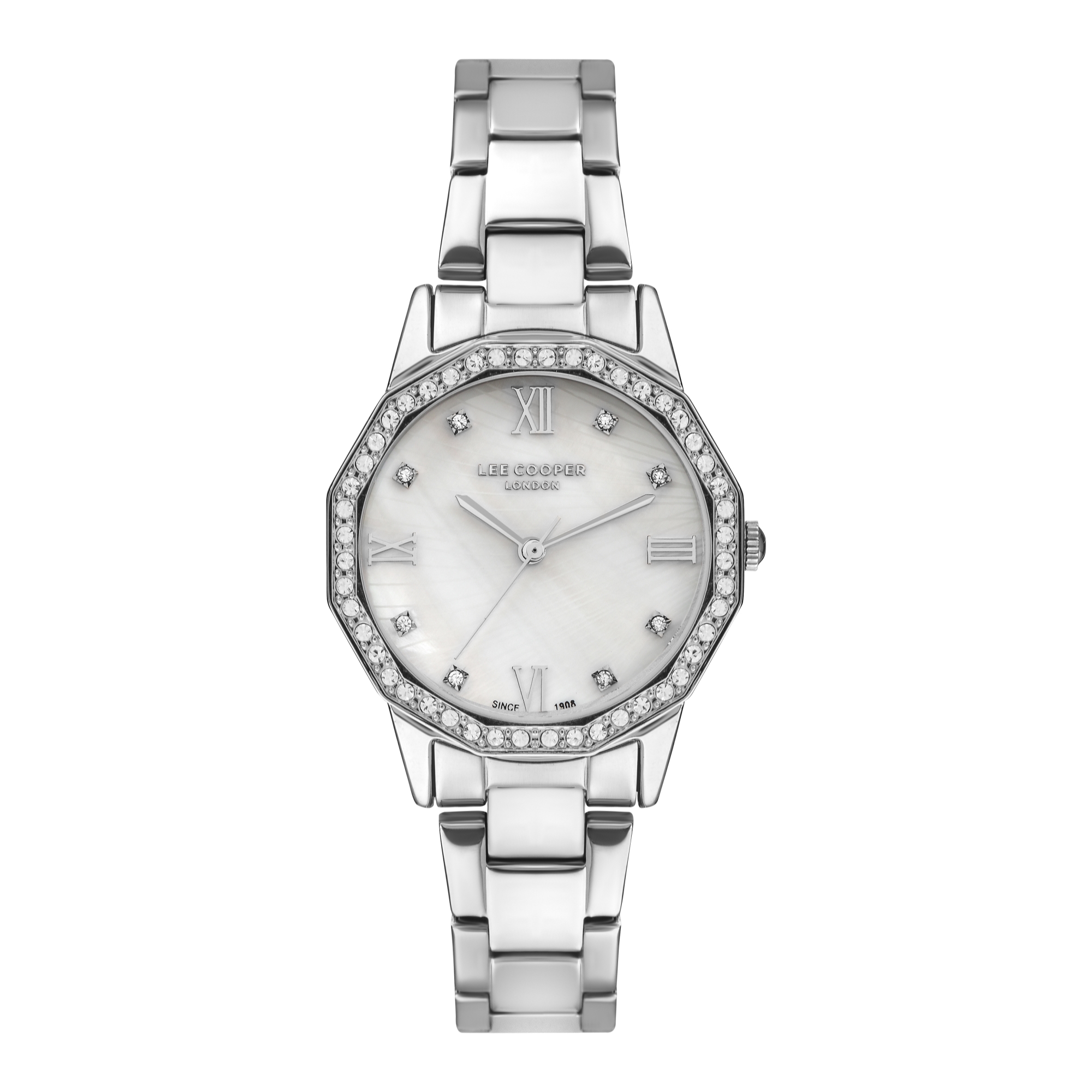 LEE COOPER-Women's Silver 32mm watch w/White Dial