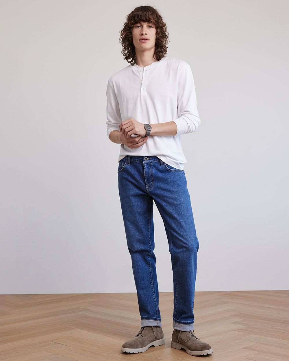 Supima (R) Cotton Long Sleeve Henley T-Shirt