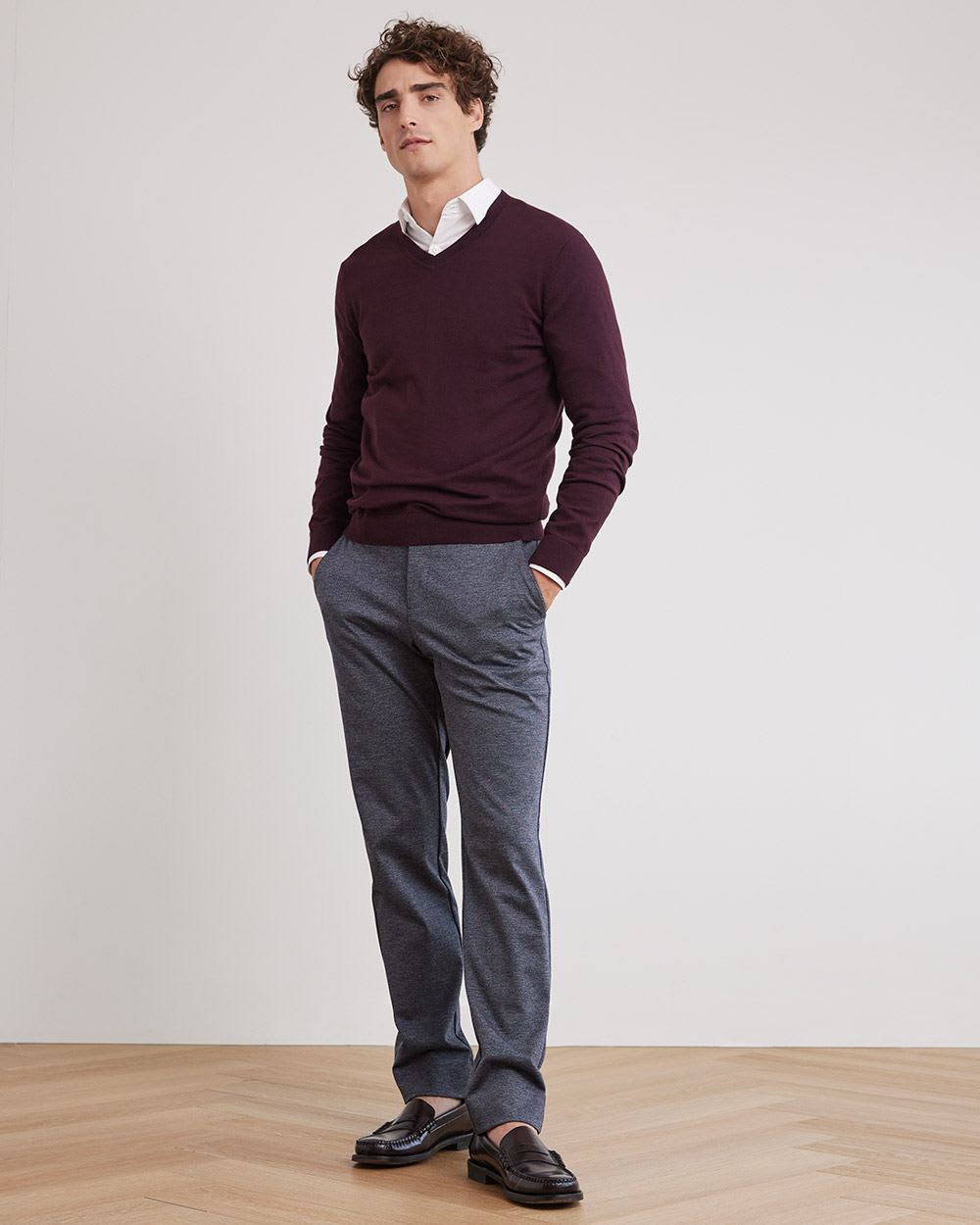 Basic Long-Sleeve V-Neck Sweater