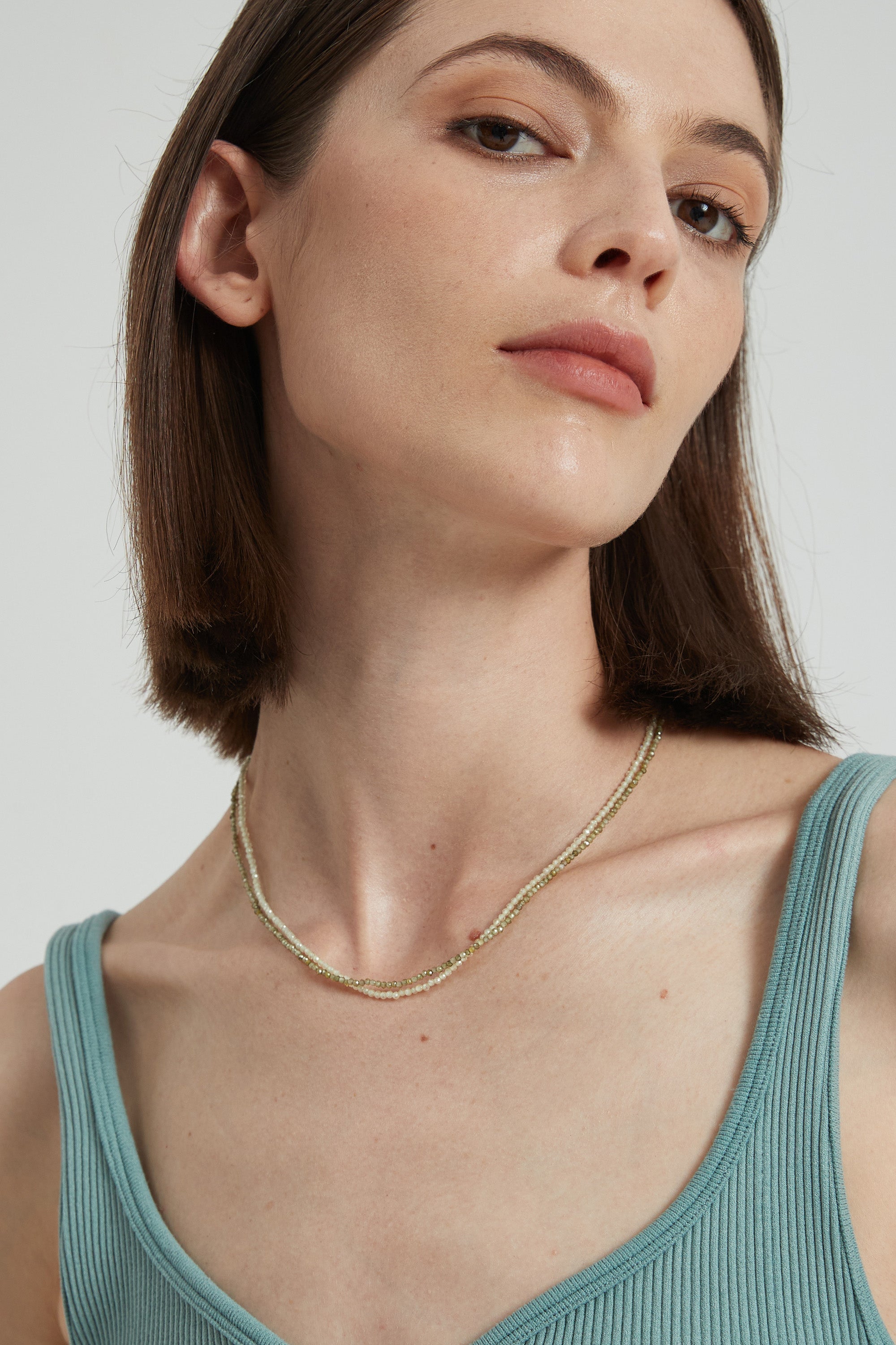 Classicharms-Clarice Purple Crystal Mini Beaded Double Layered Necklace