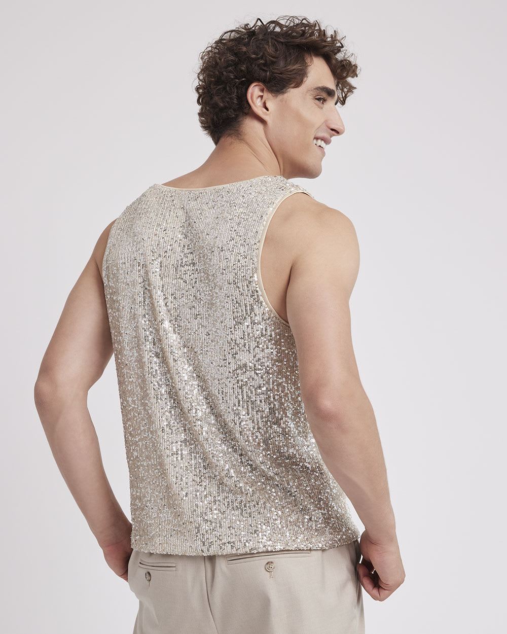 Gender-Neutral Scoop-Neck Sequins Cami