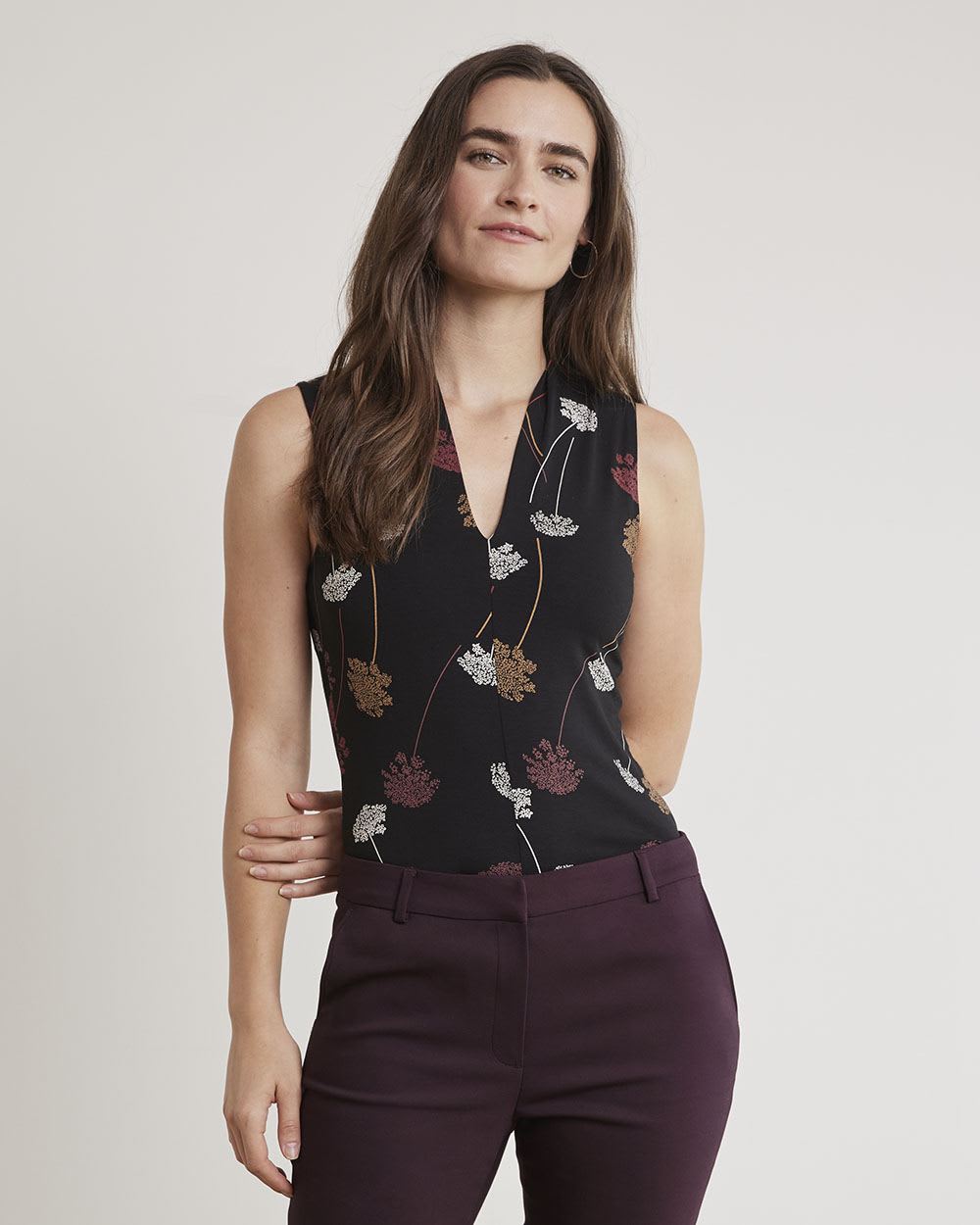 Fitted Sleeveless V-Neck T-Shirt