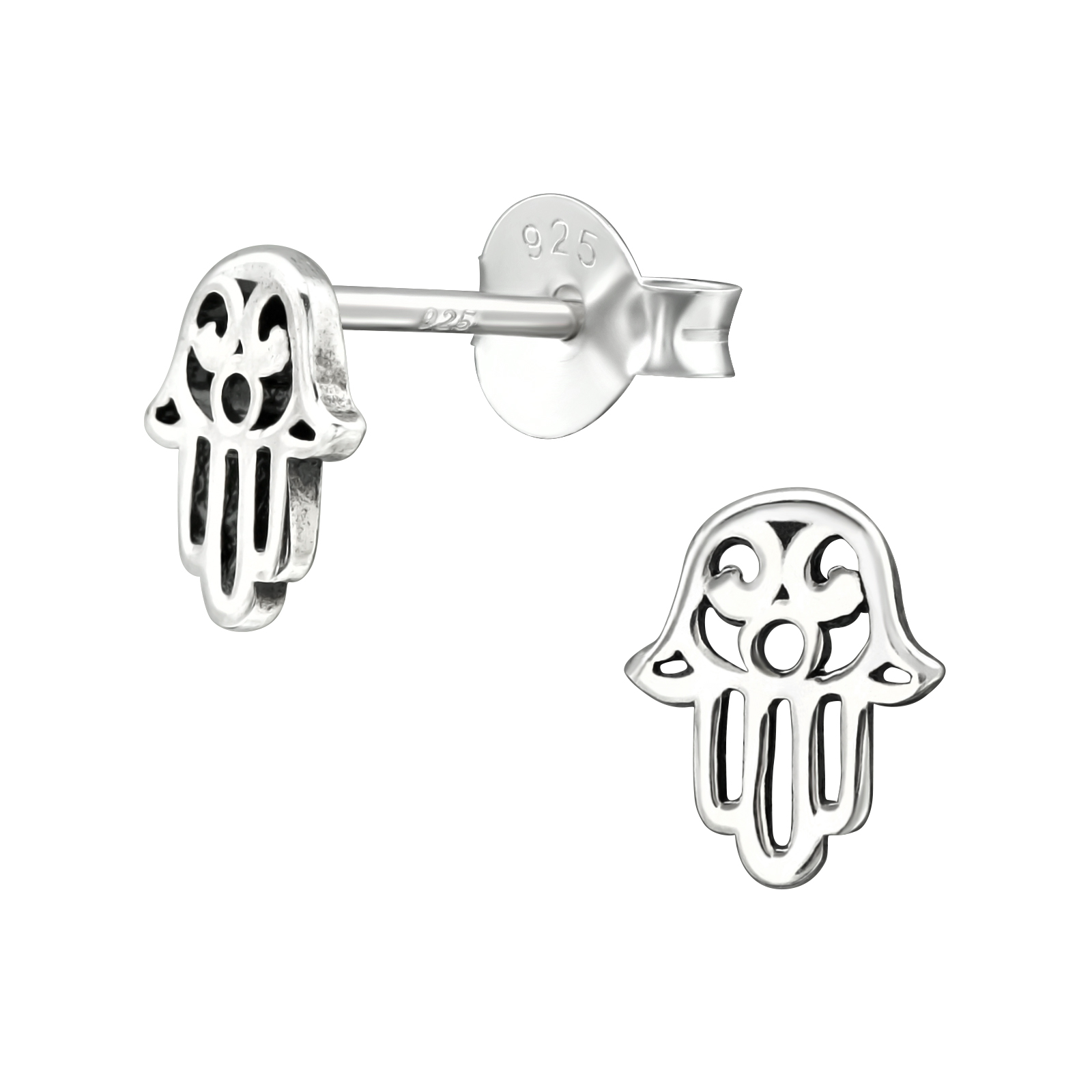Ag Sterling - Sterling Silver Hamsa Stud Earrings