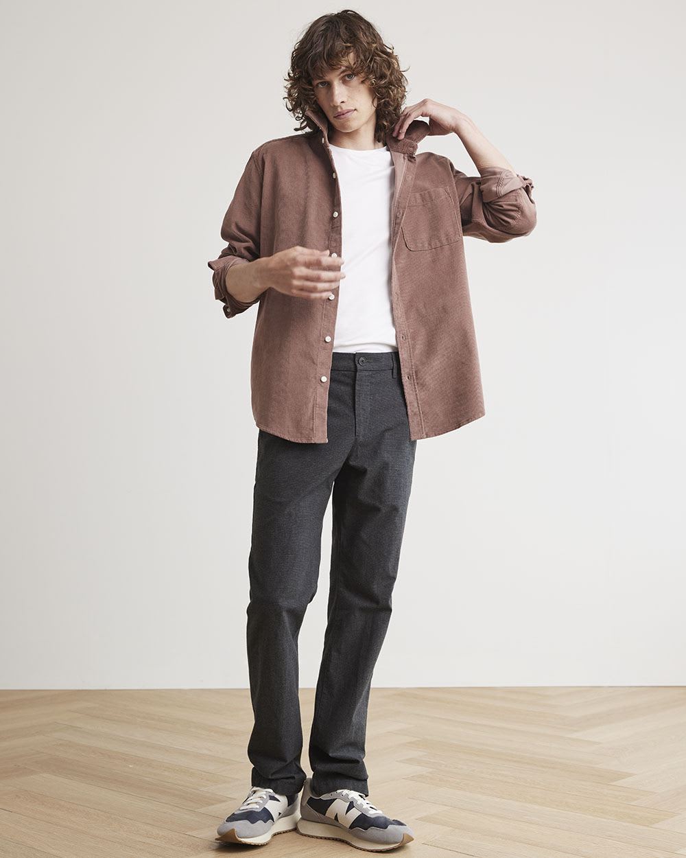 Solid Slim-Fit Brushed Pants