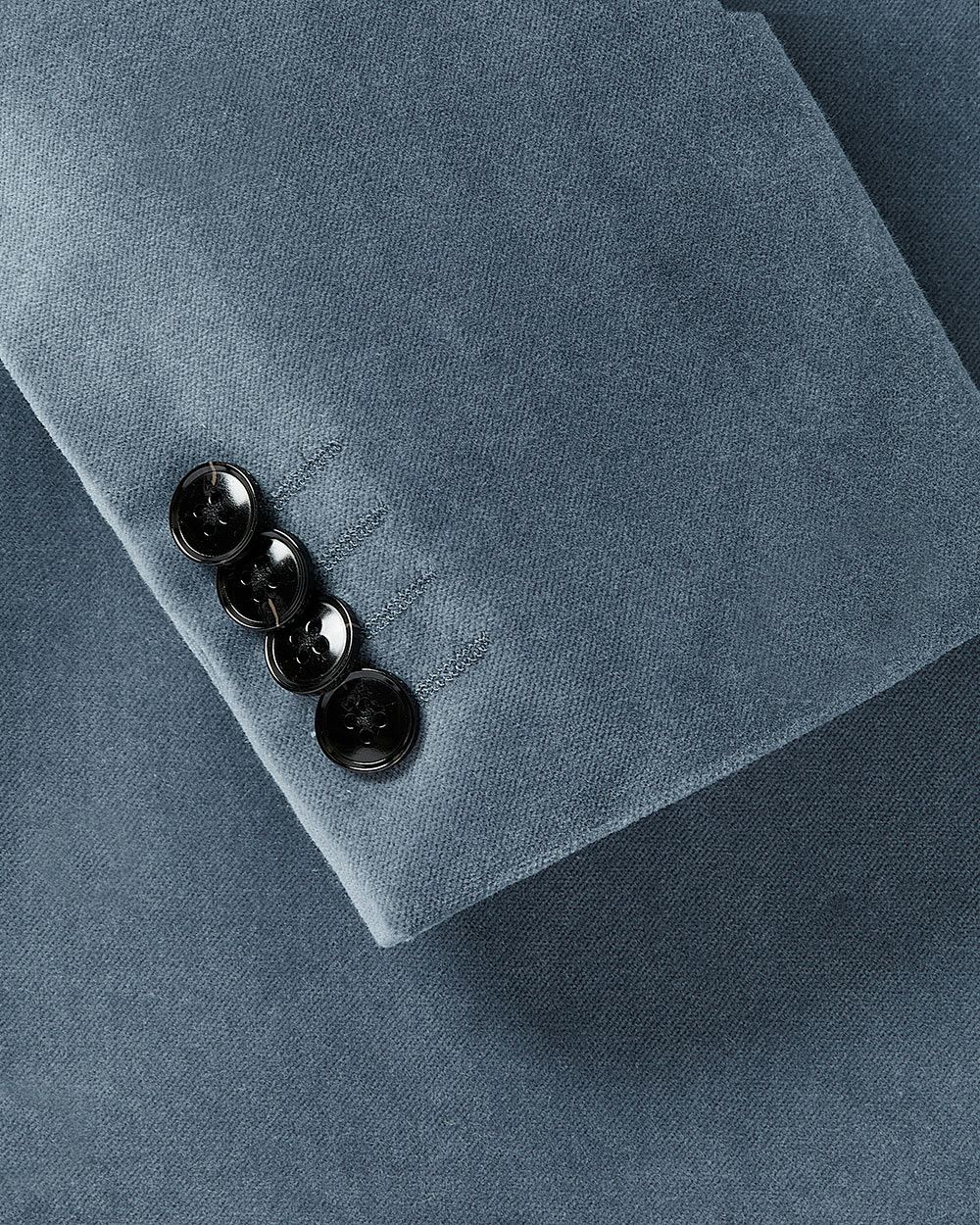 Tailored-Fit Blue Velvet Double-Breasted Blazer