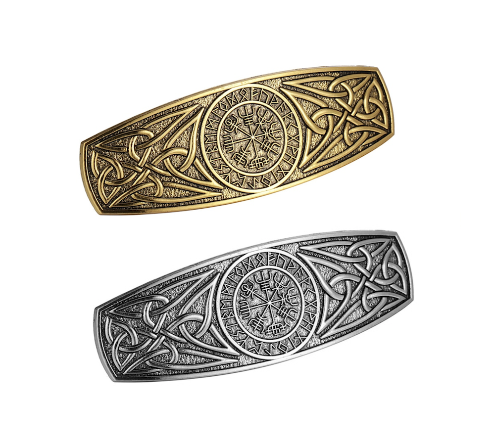 Goldtone & Silvertone Circular Celtic Set of 2 Hair Clips- Don't AsK