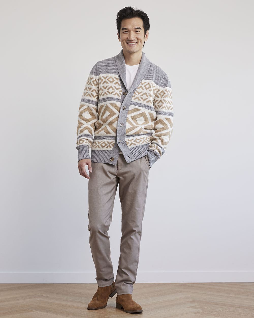 Solid Slim-Fit Brushed Pants