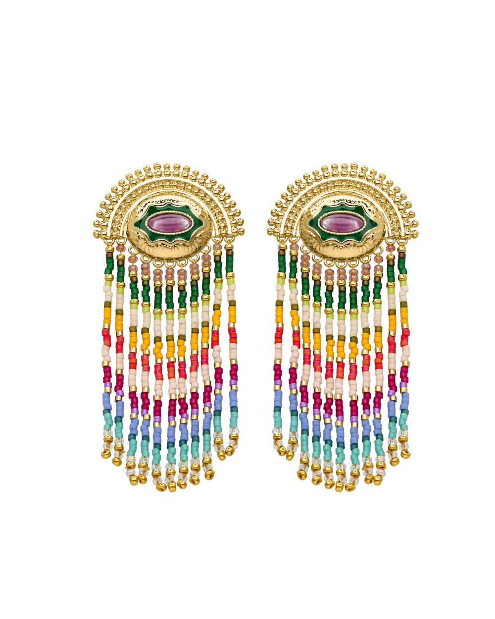 NUEVA Gold & Multicolor Clip Earrings