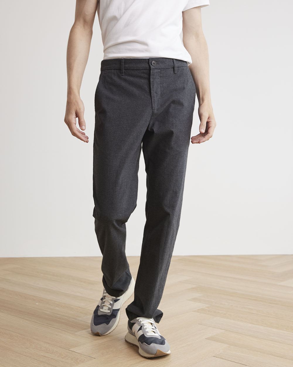 Solid Slim-Fit Brushed Pants