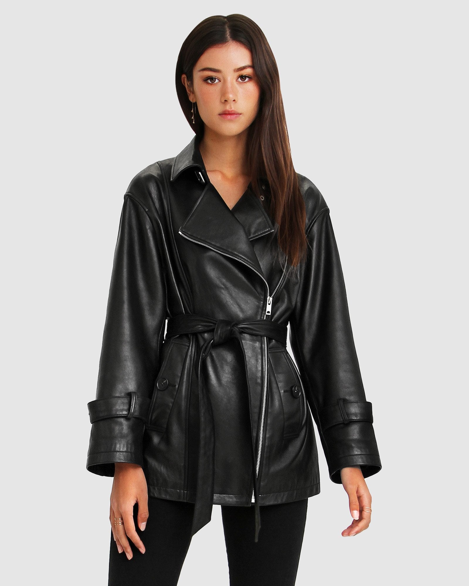 Belle & Bloom BFF Belted Leather Jacket