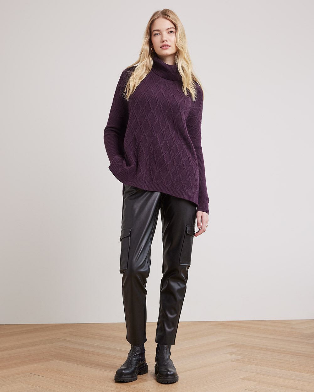 Oversized Long-Sleeve Turtleneck Tunic