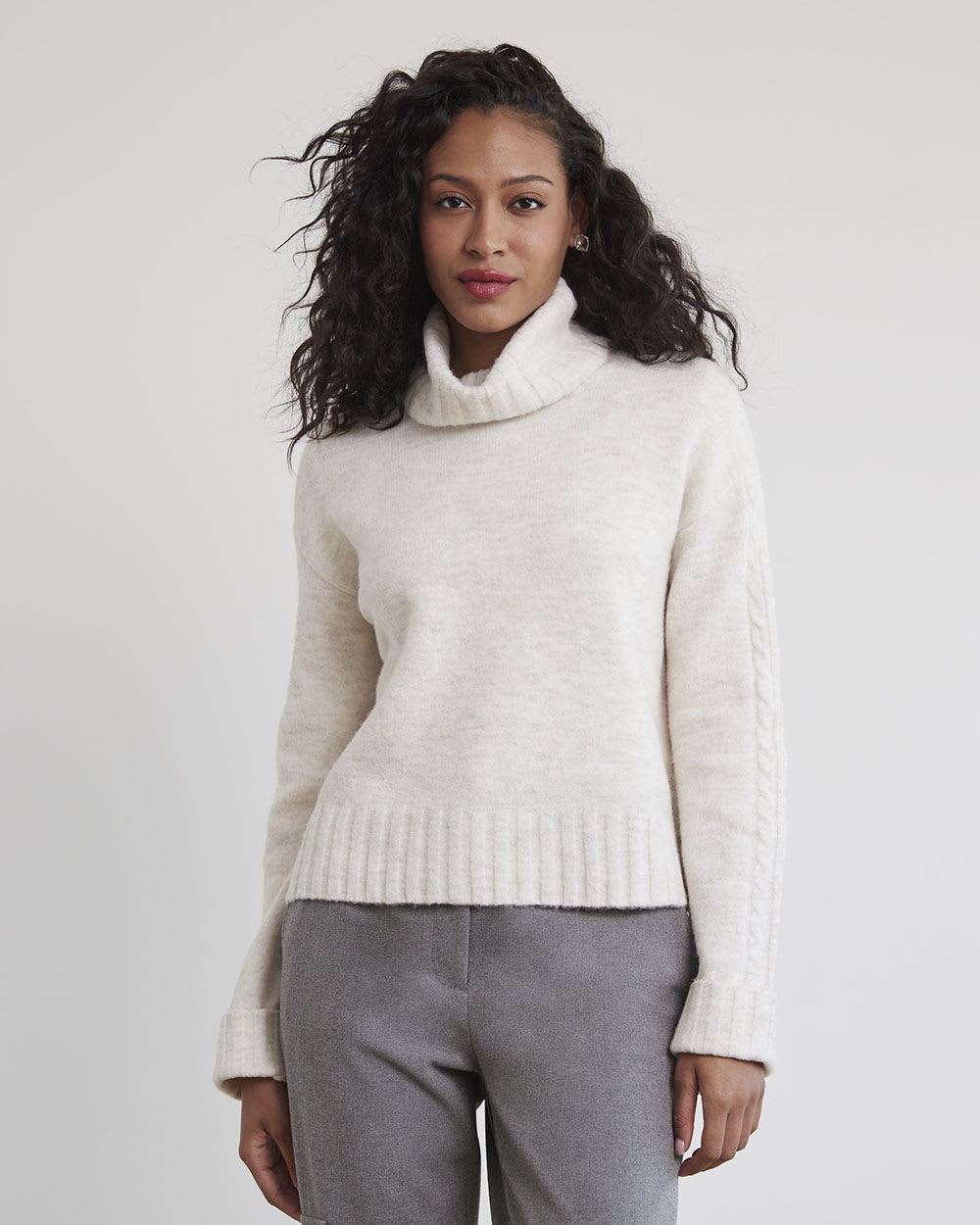 Cropped Boxy Turtleneck Sweater