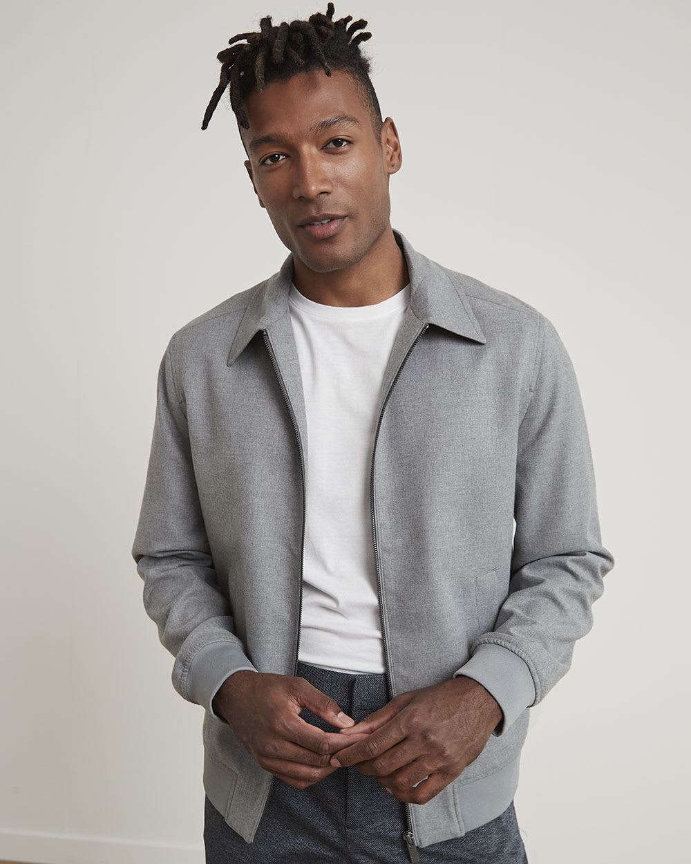 Bomber Jacket with Shirt Collar