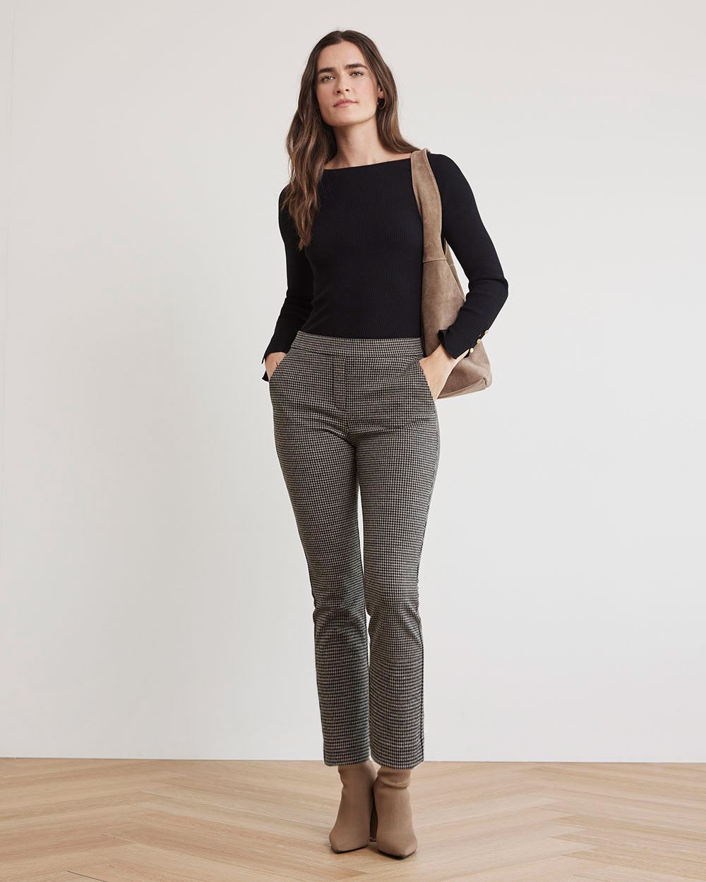 Long-Sleeve Fitted Sweater with Boat Neckline