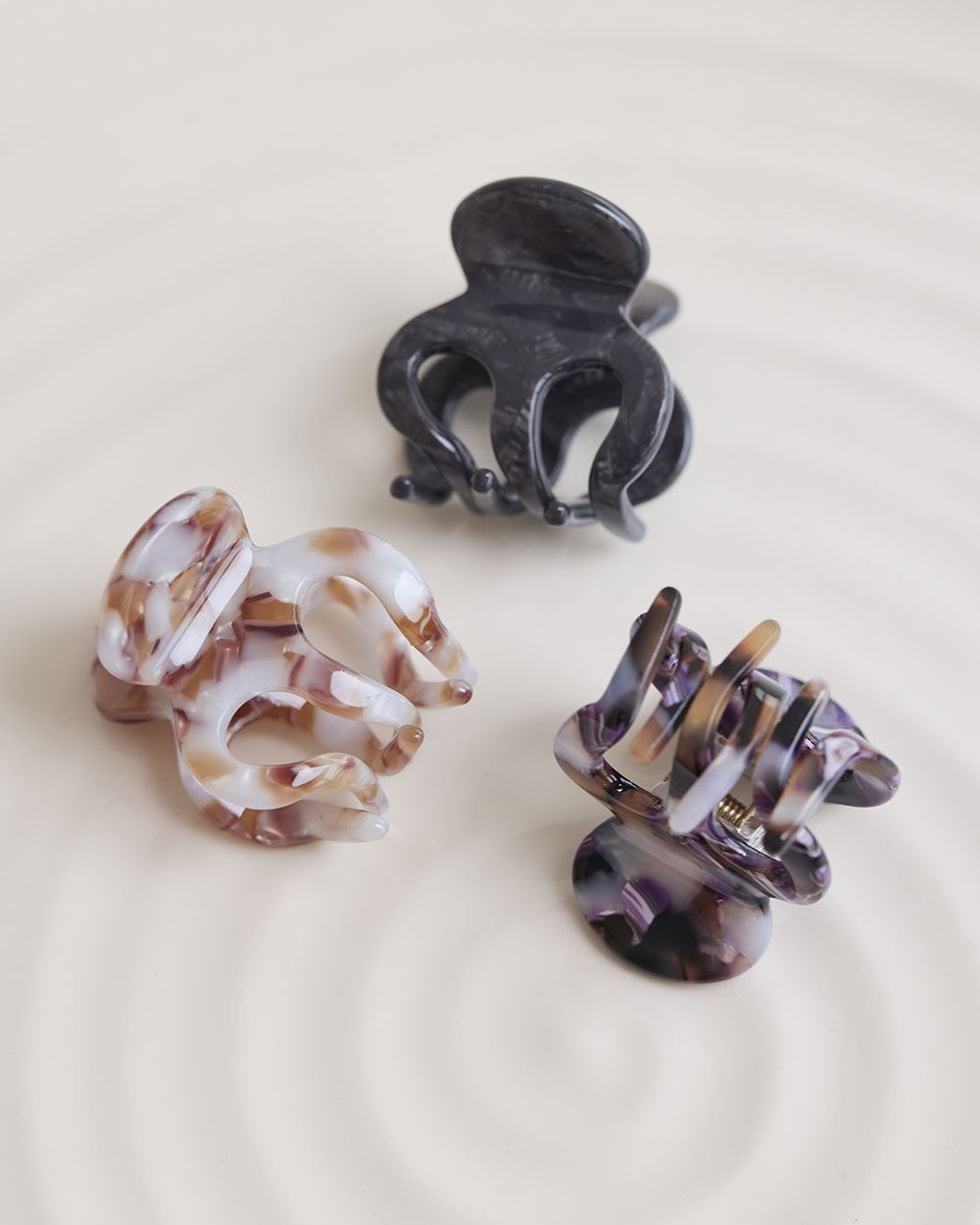 Small Acrylic Hair Grippers, Set of 3