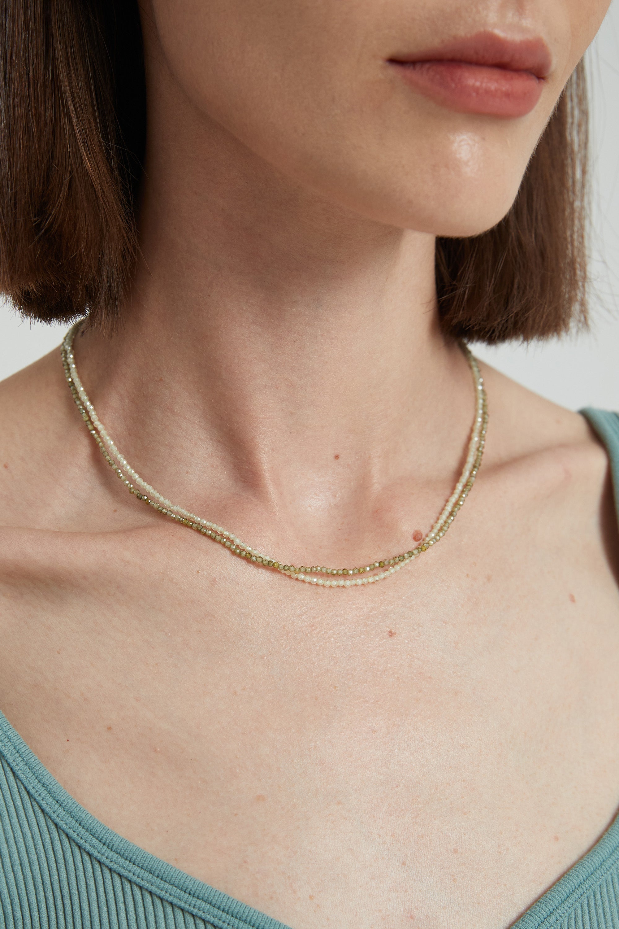 Classicharms-Clarice Purple Crystal Mini Beaded Double Layered Necklace