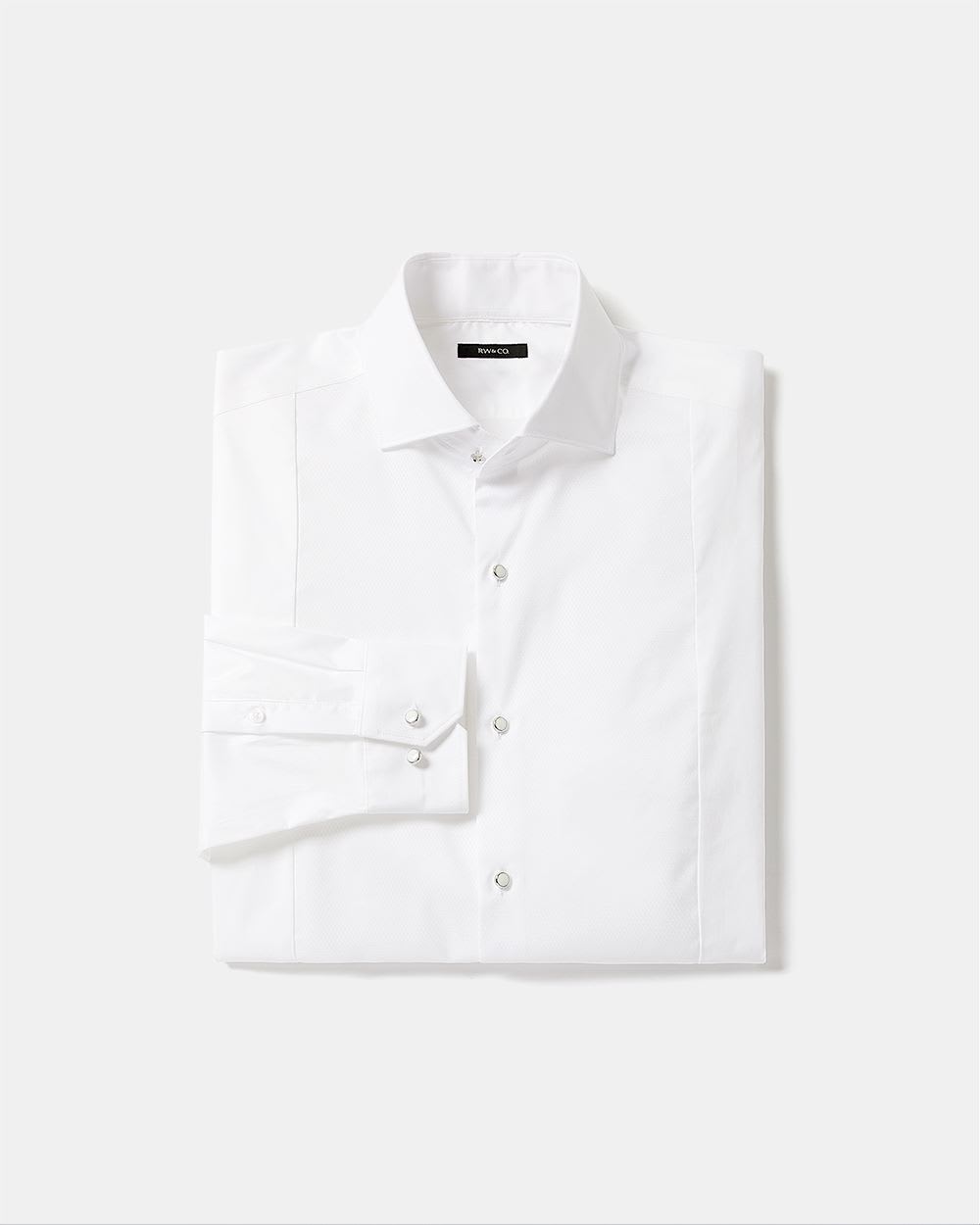 Tailored-Fit Solid Mixed-Media Dress Shirt