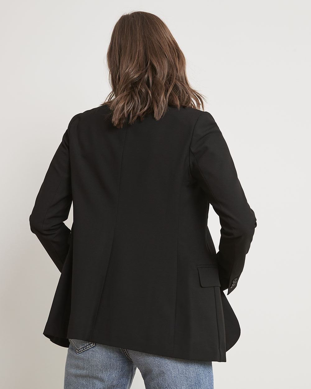 Solid One-Button Classic Twill Blazer
