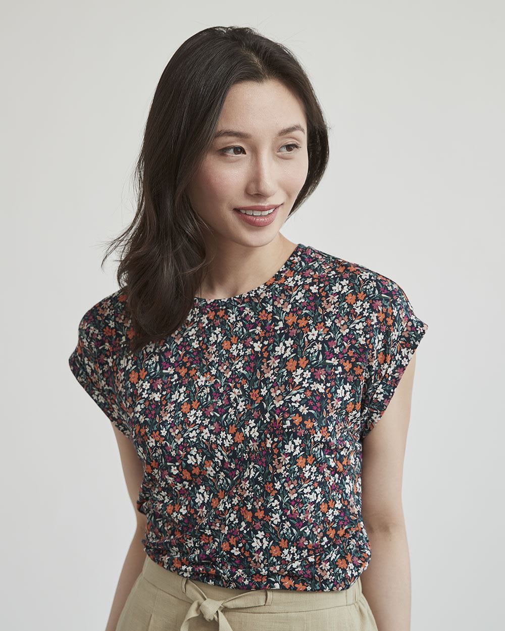 Extended Shoulder Crew-Neck T-Shirt