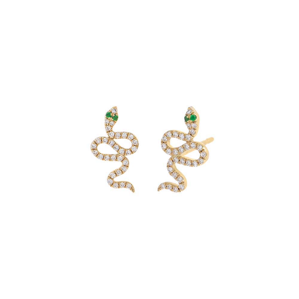 By Adina Eden -DIAMOND PAVE SNAKE STUD EARRING 14K - 14K GOLD