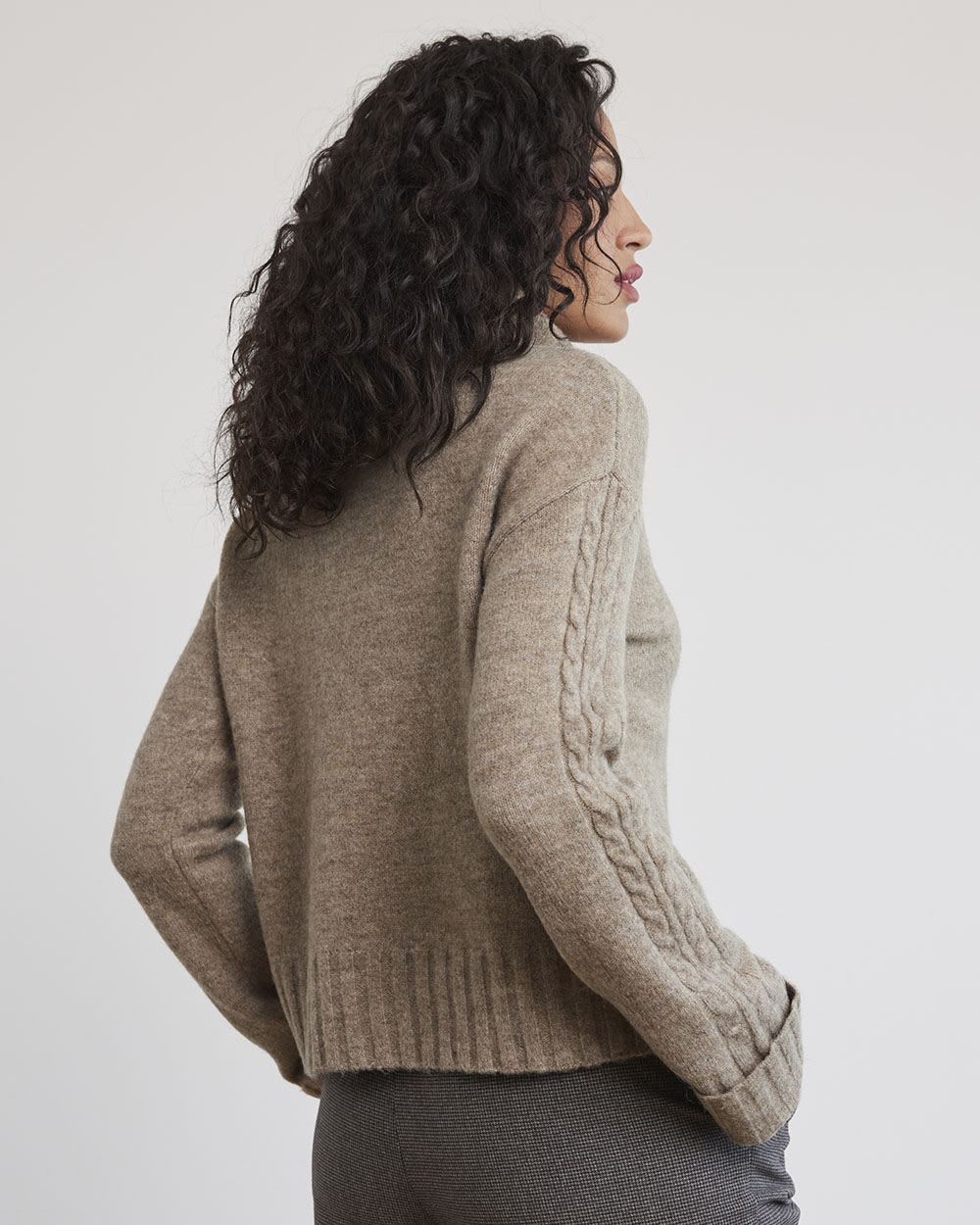 Cropped Boxy Turtleneck Sweater