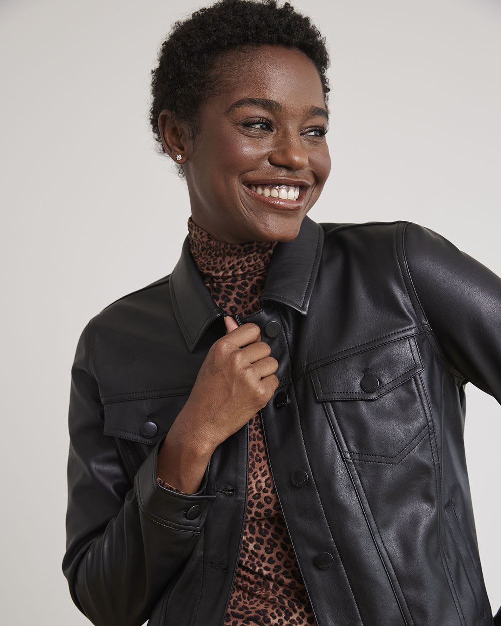 Stretch Faux Leather Jacket