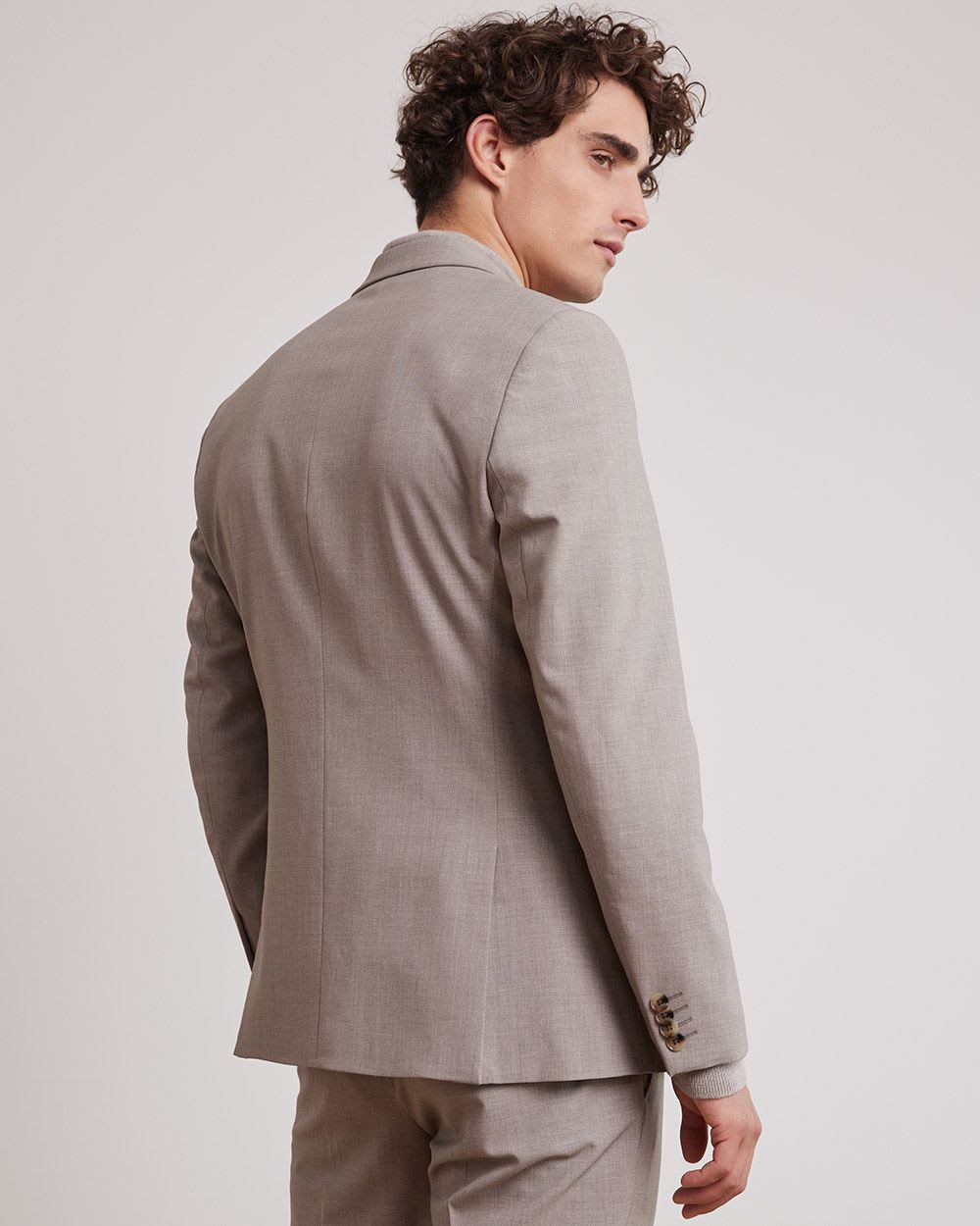 Slim-Fit Taupe Suit Blazer