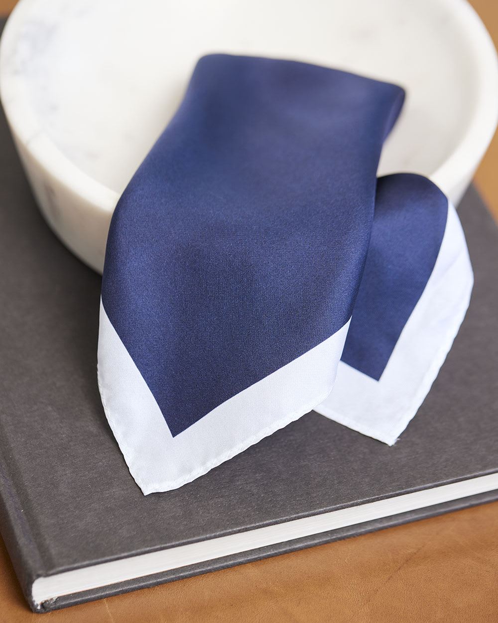 Navy Handkerchief with White Outline