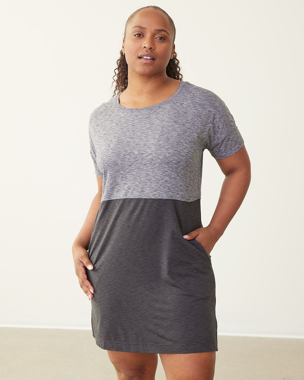 Short-Sleeve Colour-Block Dress, Dry Lux Hyba