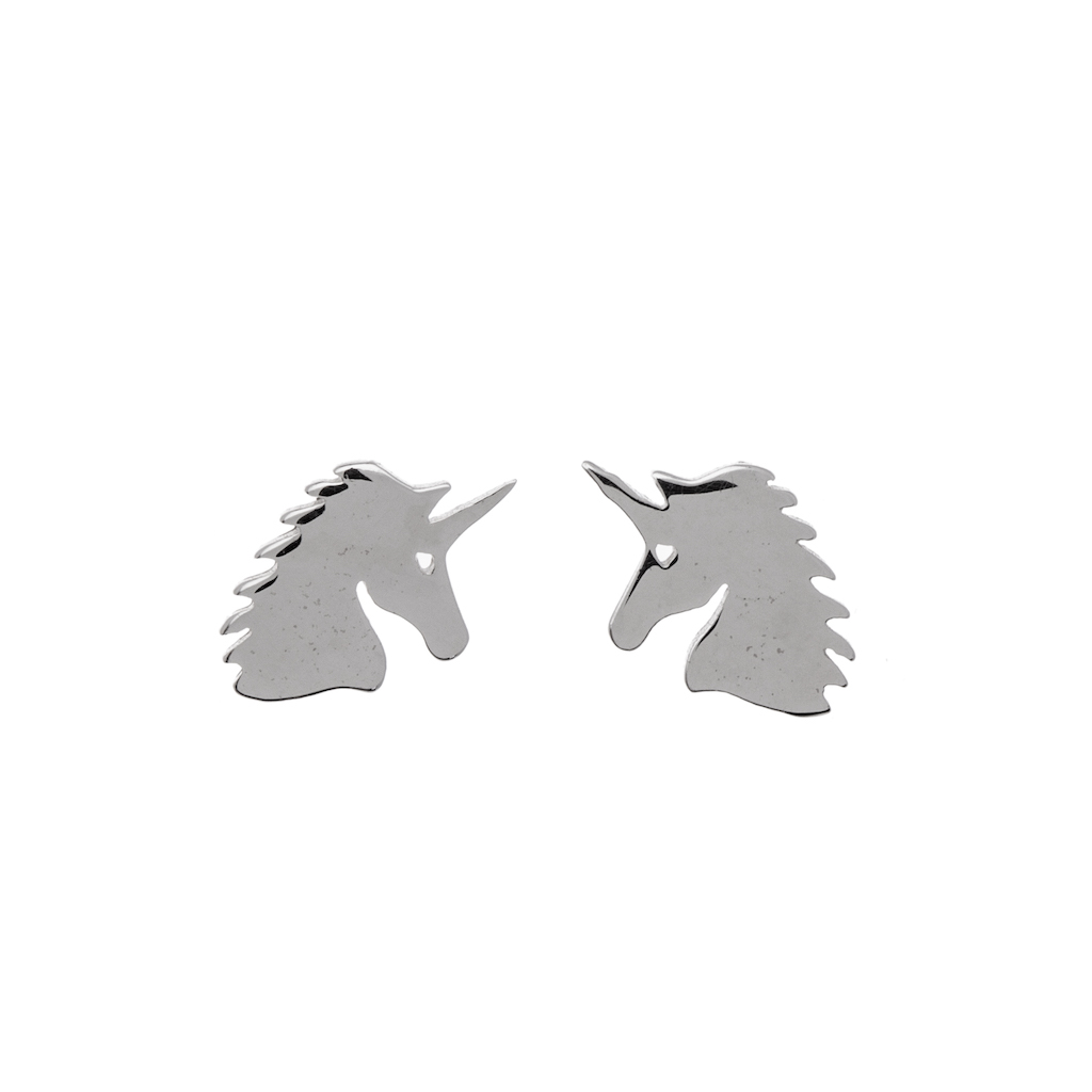 Ag Sterling - Sterling Silver Unicorn Stud Earrings