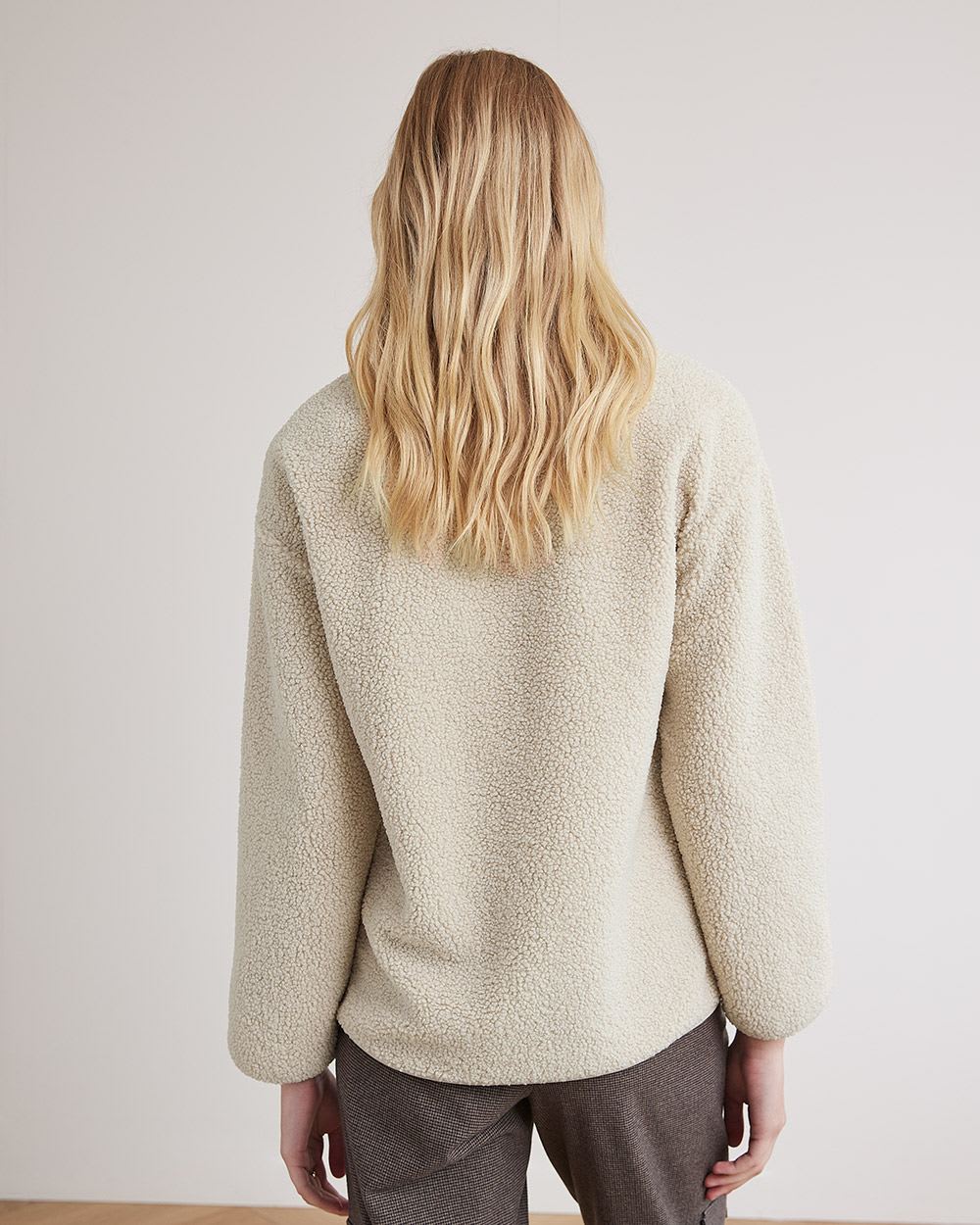 High-Neck with Half-Zip Sherpa Pullover