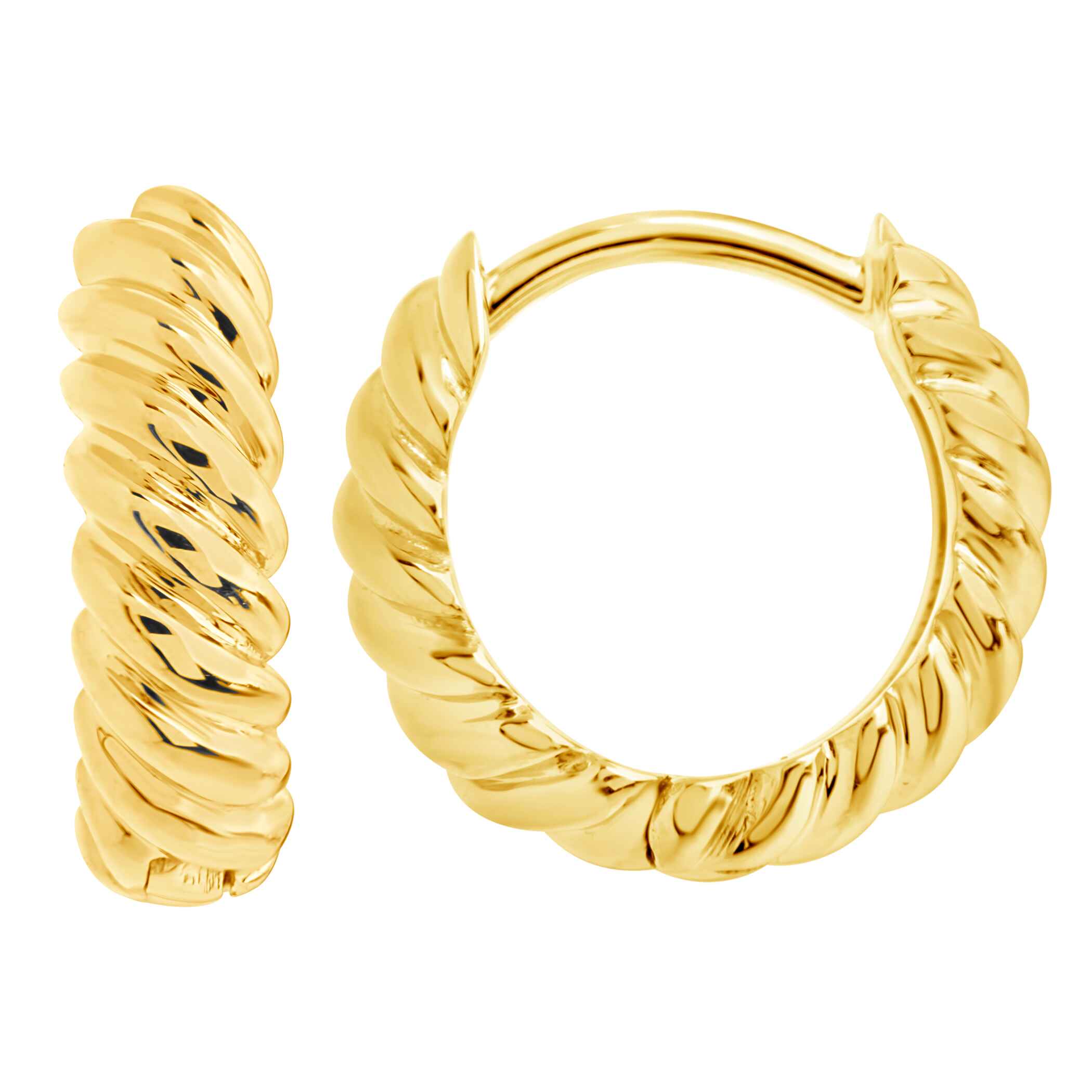 Sterling Forever - 14k Gold Twist Huggie Hoop Earrings