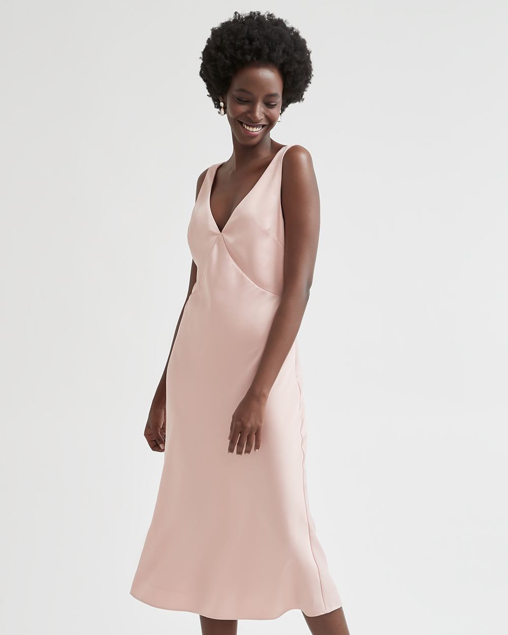Satin A-Line Cocktail Dress with V Neckline