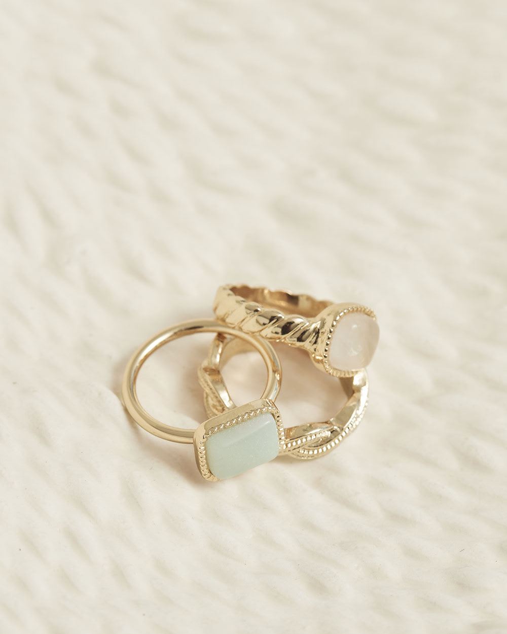 Rings with Stones - Set of 3