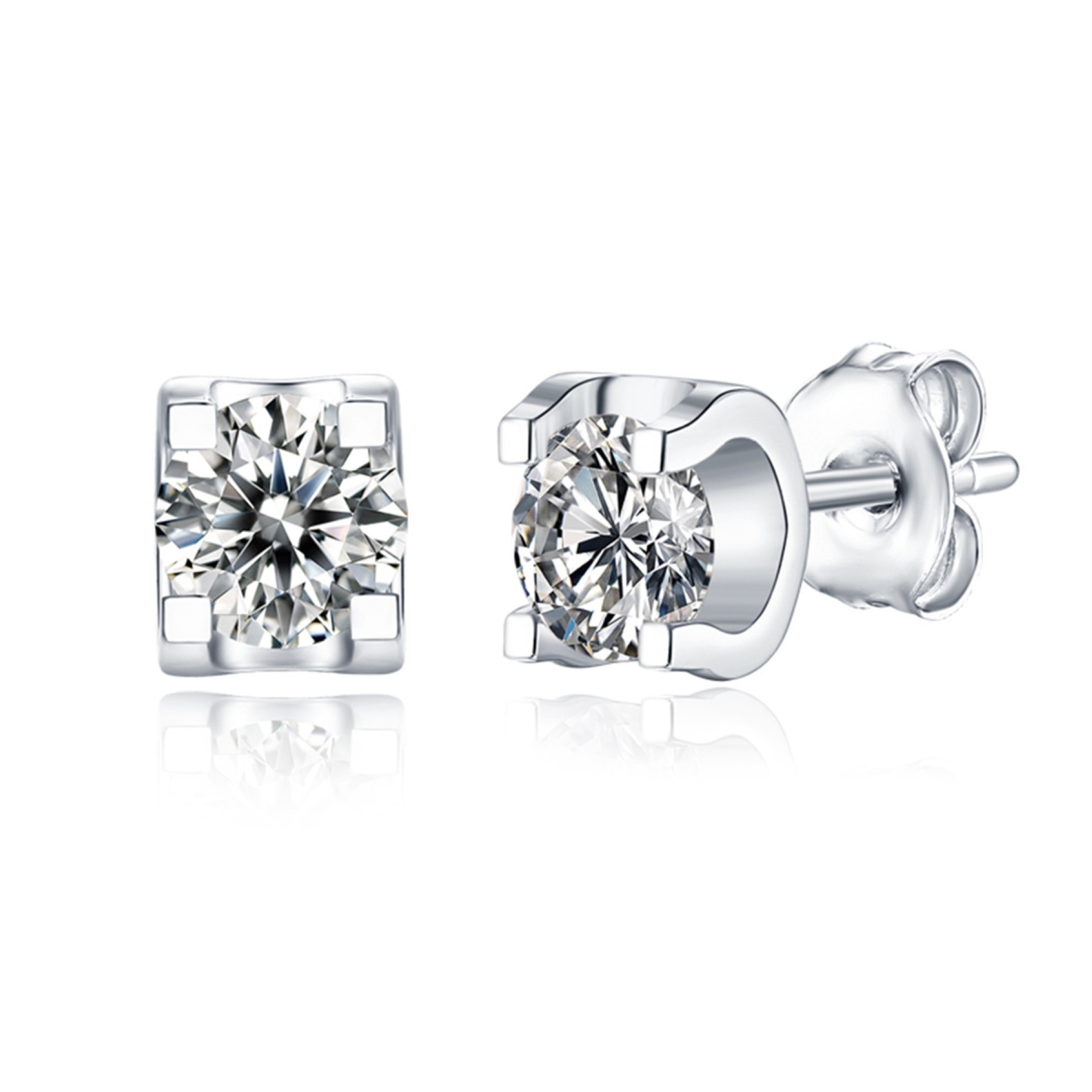 SV Sterling Silver with 0.50ctw Lab Created Moissanite Solitaire Tulip Stud Earrings