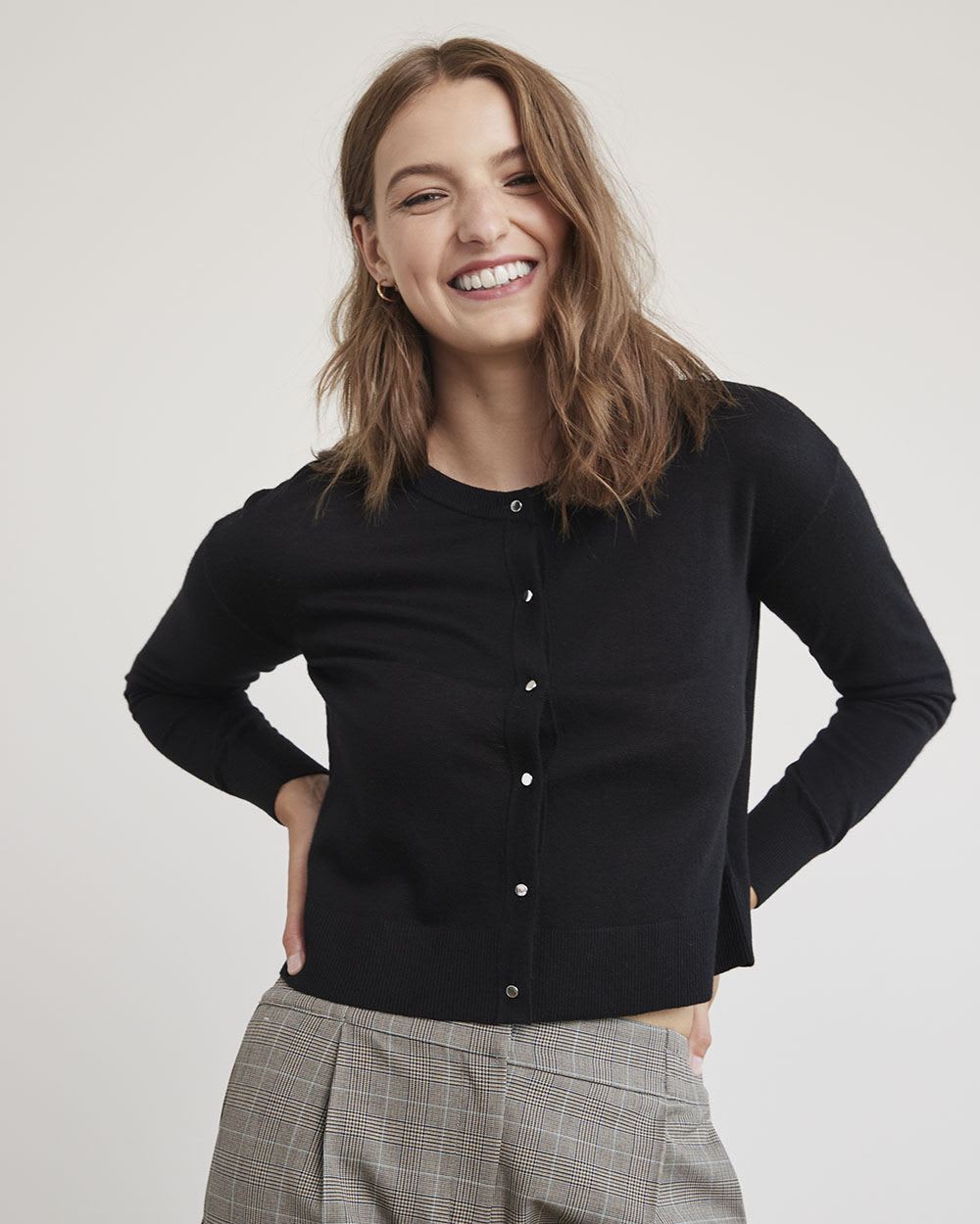 Short Boxy Buttoned-Down Cardigan