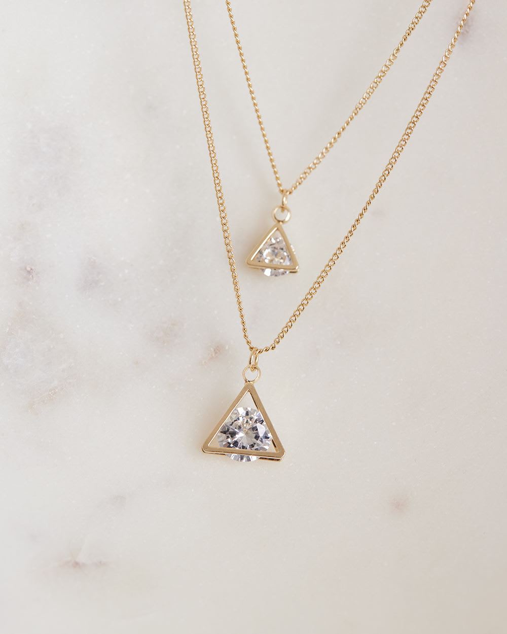 Short Two-Chain Necklace with Pendants