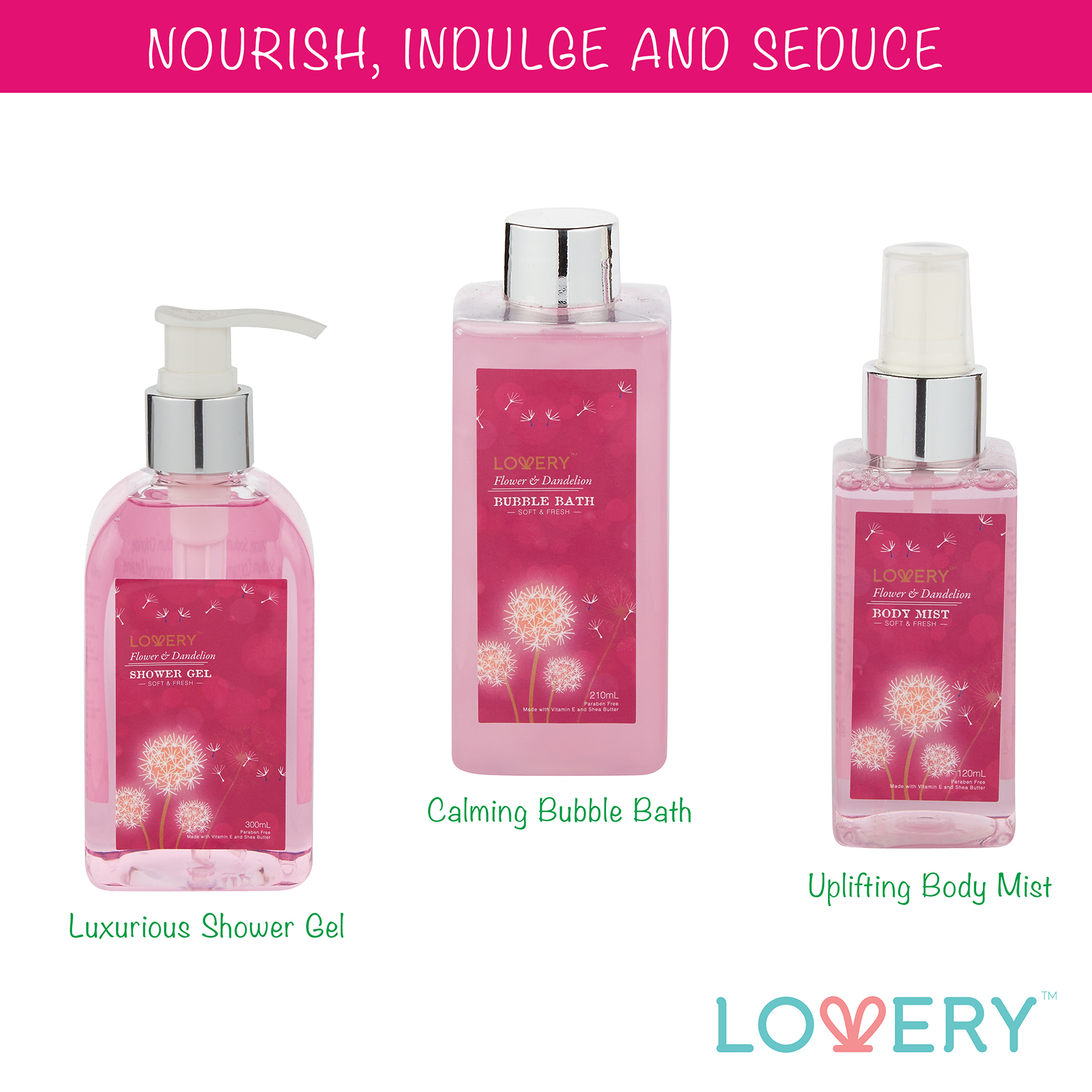 Lovery Home Spa Gift Basket - Luxury Flower Dandelion 8 Pc Gift Set