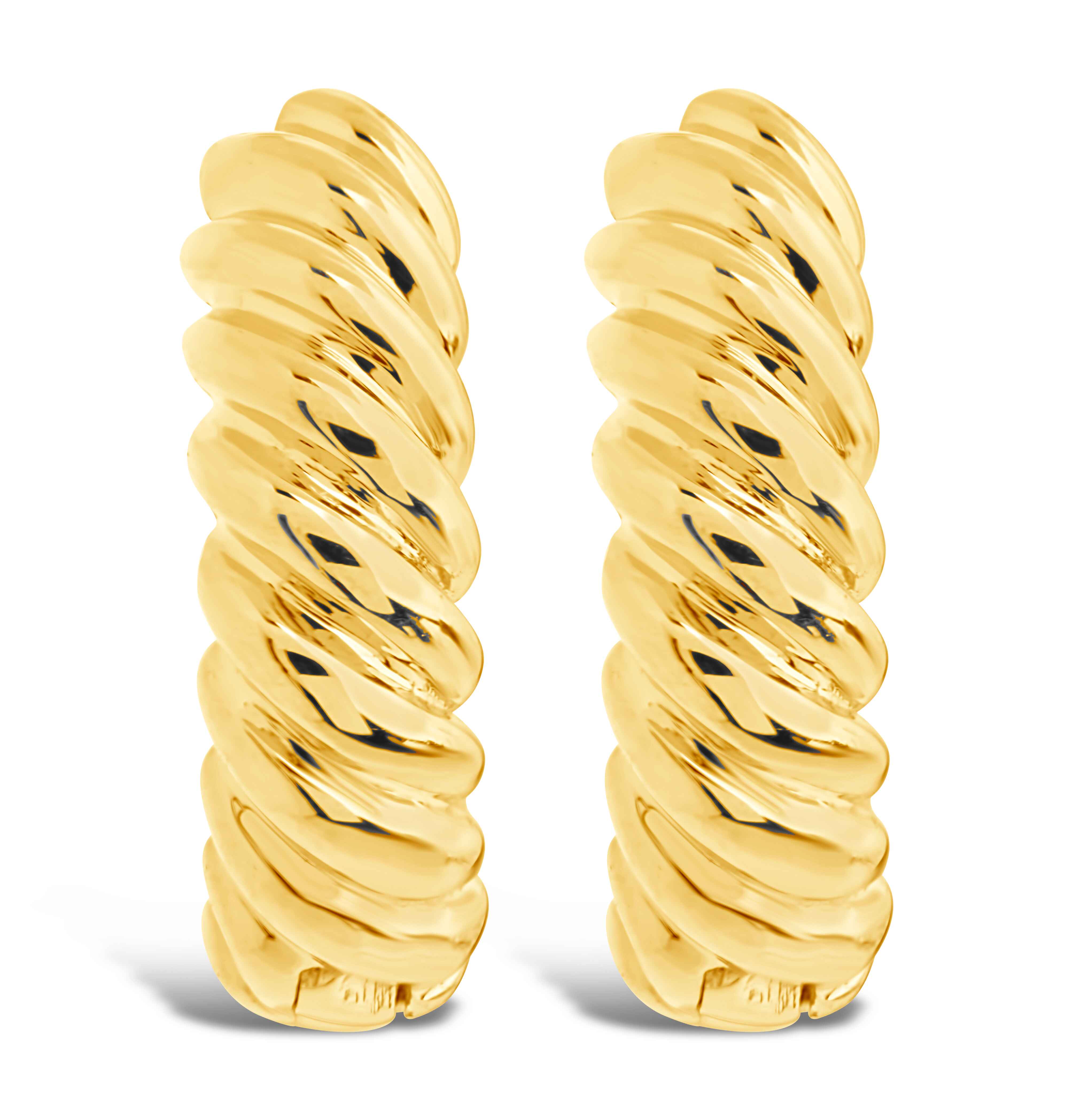 Sterling Forever - 14k Gold Twist Huggie Hoop Earrings
