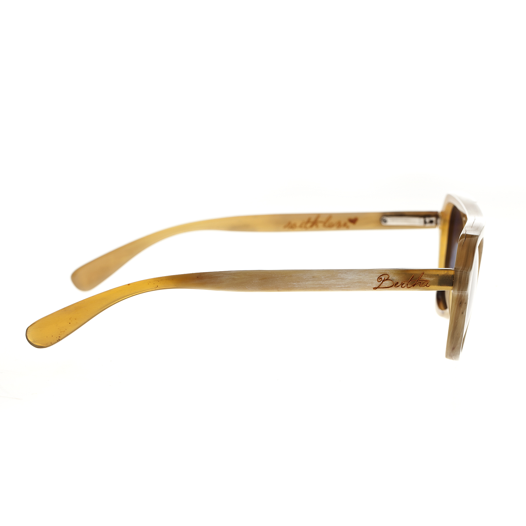 Bertha - Brittany Buffalo-Horn Polarized Sunglasses - Black/Silver