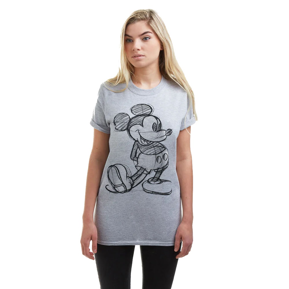 Disney - Womens/Ladies Mickey Mouse Sketch Marl T-Shirt