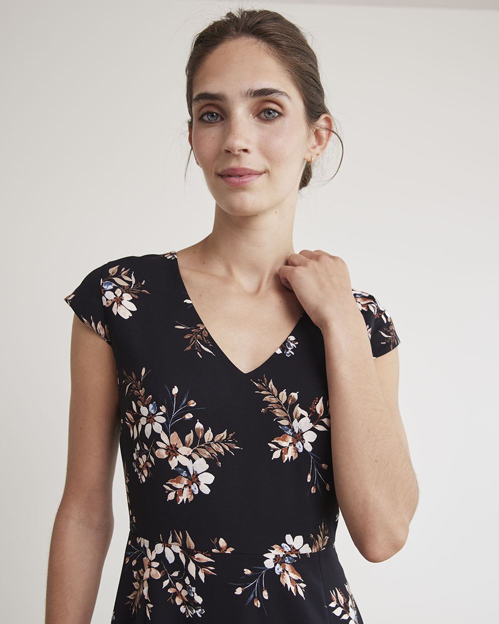 Fit and Flare V-Neck Fluid Dress